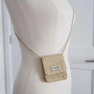 GUESS Beige Raffia Crossbody Bag